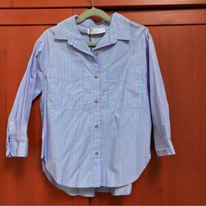 Zara Kids Blue and Pink Striped Button Down Shirt
